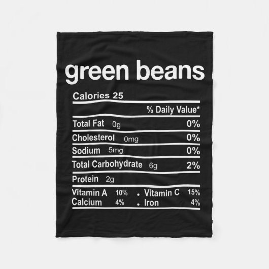 Green Beans Nutrition Facts Funny Thanksgiving Chr Fleecedecke (Vorderseite)