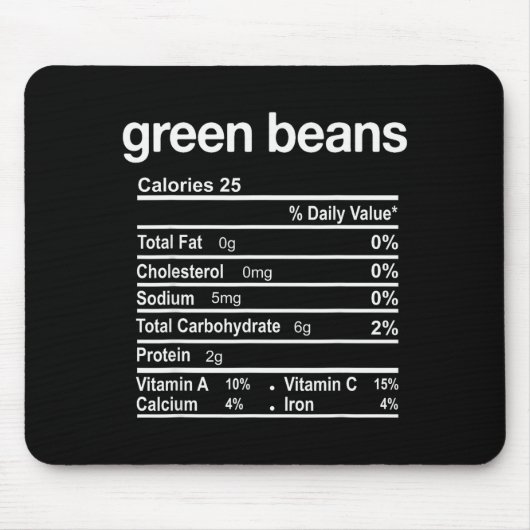 Green Beans Nutrition Facts Funny Thanksgiving Chr Mousepad (Vorne)