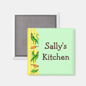 Green Beans Retro Custom Yellow Kitchen Magnete Magnet (Vorderseite/Rückseite)