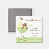 Green Bear Baby Dusche Save the Date Magnet (Vorderseite/Rückseite)