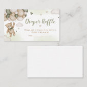 Green Bear Balloon Baby Duschdusche Windeln Raffel Begleitkarte (Vorne/Hinten)