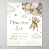 Green Bear Balloon Baby Dusche Mama Osa Bar Poster (Vorne)