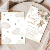 Green Bear Balloon Babydusche Einladung