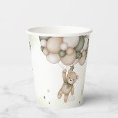 Green Bear Balloon Babydusche Pappbecher (Rückseite)