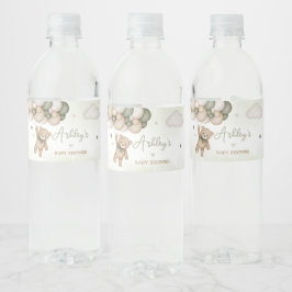 Green Bear Balloon Babydusche Wasserflaschenetikett