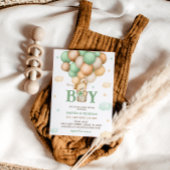 Green Bear Hot Air Ballon Baby Boy Dusche Einladung