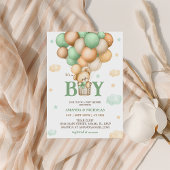 Green Bear Hot Air Ballon Baby Boy Dusche Einladung