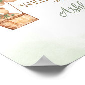 Green Bear Hot Air Ballon Babydusche Willkommen Poster (Ecke)