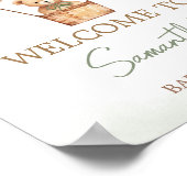 Green Bear Hot Air Ballon Babydusche Willkommen Poster (Ecke)