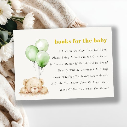 Green Bearly Wait Balloon Bücher für Babydusche Begleitkarte