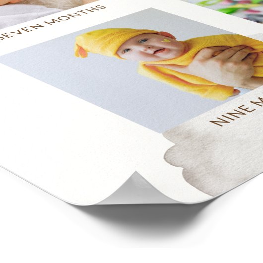 Green Beary First Birthday Photo Timeline Poster (Ecke)