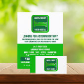 Green Bed Logo, Jugendherbergswerbung Flyer