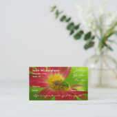 Green Bee & Painted Daisy Business Card Visitenkarte (Stehend Vorderseite)