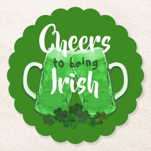 Green Beer Cheers Irish St Patricks Day Untersetzer (Vorderseite)