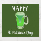 Green Beer Glass Happy St. Patrick`s day Party Bierflaschenetikett (Einzelnes Label)