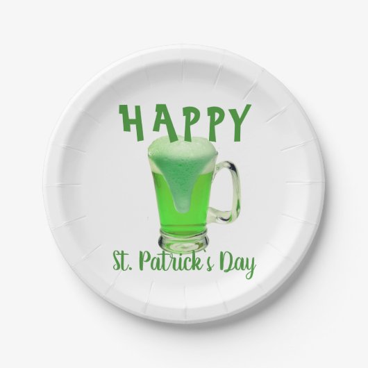 Green Beer Glass Happy St. Patrick`s day Party Pappteller (Vorderseite)