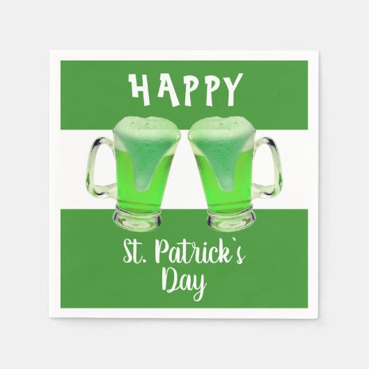 Green Beer Glass Happy St. Patrick`s day Party Serviette (Vorderseite)
