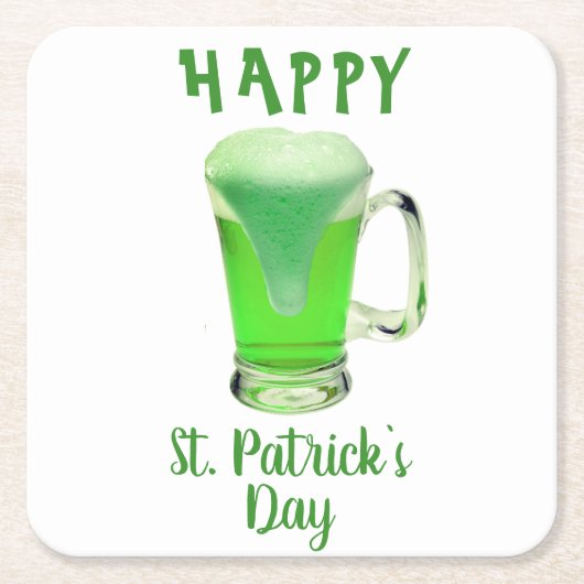 Green Beer Glass Happy St Patrick`s Day Rechteckiger Pappuntersetzer (Vorderseite)