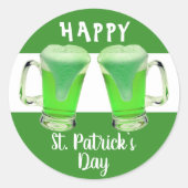 Green Beer Glass Happy St Patrick`s Day Runder Aufkleber (Vorderseite)