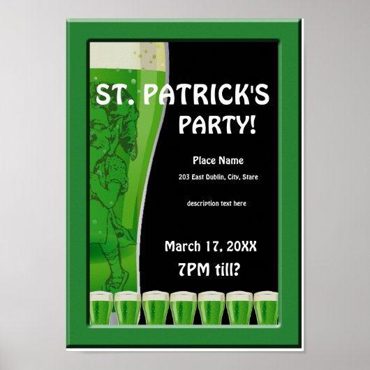 Green Beer St Patrick's Party Poster (Vorne)