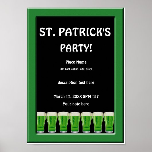 Green Beer St Patrick's Party Poster 2 (Vorne)