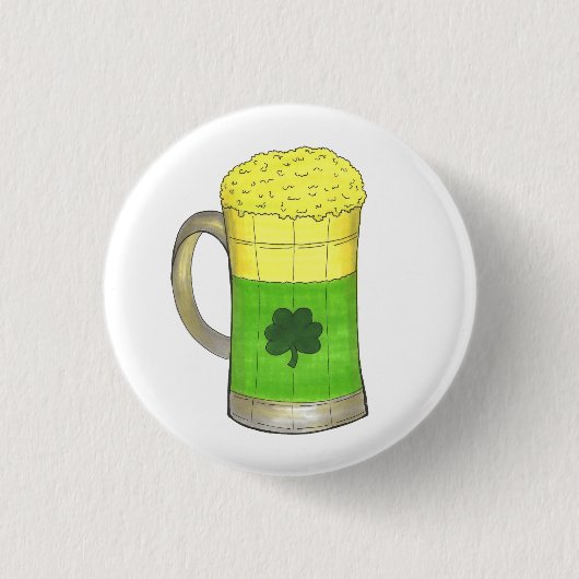 Green Beer Tasse Kleeblatt Saint Patrick's Day Button (Vorderseite)