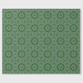 Green Beige Black Geometric Blume Geschenkpapier (Flach)