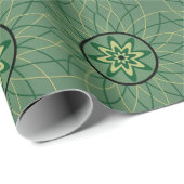 Green Beige Black Geometric Blume Geschenkpapier (Rolleneckpunkt)