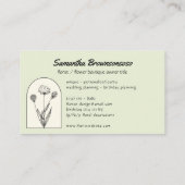 Green Beige Elegant Dandelion Blume Florist Visitenkarte (Rückseite)