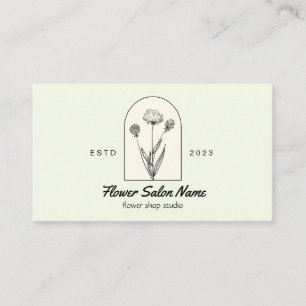 Green Beige Elegant Dandelion Blume Florist Visitenkarte