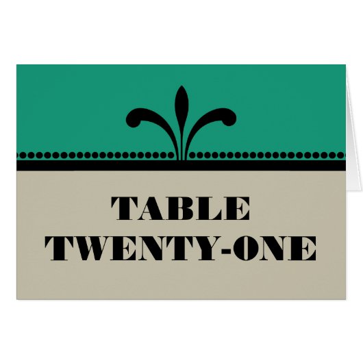 Green/Beige Extravagant Art Deco Tischnummer Card (Vorderseite (Horizontal))