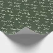 Green Beige Happy Holidays Bow Pattern Geschenkpapier (Ecke)