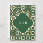 Green Beige Ikat Anand Karaj Sikh Wedding Einladung (Rückseite)