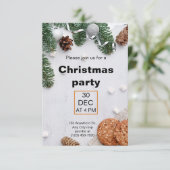 Green Beige Red Aesthetic Christmas Party Einladung (Stehend Vorderseite)