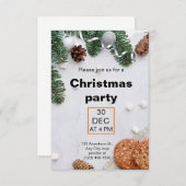 Green Beige Red Aesthetic Christmas Party Einladung (Vorne/Hinten)