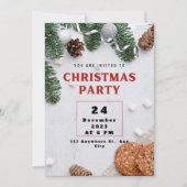 Green Beige Red Christmas Party Einladung (Vorderseite)