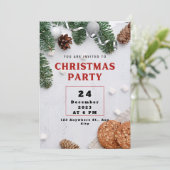 Green Beige Red Christmas Party Einladung (Stehend Vorderseite)