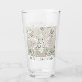 Green Beige Schneeflocken Liebe Peace Joliday Glas