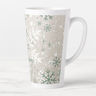 Green Beige Schneeflocken Liebe Peace Joliday Milchtasse
