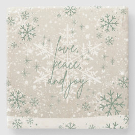 Green Beige Schneeflocken Liebe Peace Joliday Steinuntersetzer