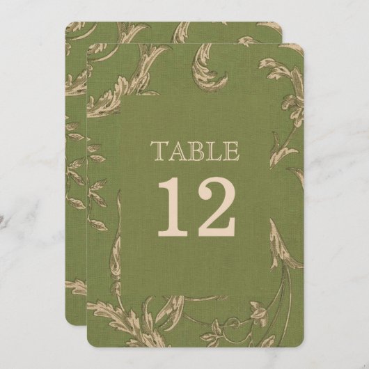 Green Beige Vintage Pattern Burlap Wedding Einladung (Vorne/Hinten)