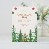 Green Beige Winter Weihnachten Einladung (Stehend Vorderseite)