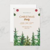 Green Beige Winter Weihnachten Einladung (Vorne/Hinten)