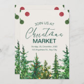 Green Beige Winter Weihnachtsmarkt Einladung (Vorne/Hinten)