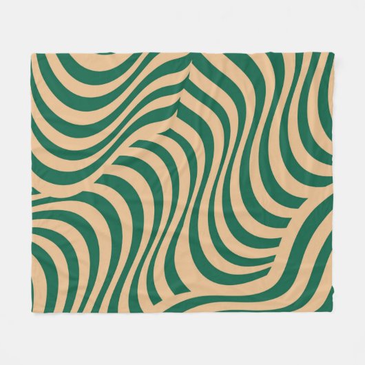 Green Beige Zebra Stripe Minimalistischer Frühjahr Fleecedecke (Vorderseite (Horizontal))