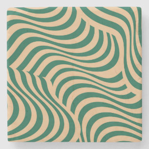 Green Beige Zebra Stripe Minimalistischer Frühjahr Steinuntersetzer