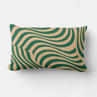 Green Beige Zebra Stripe Moderner Minimalistischer Lendenkissen