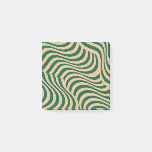 Green Beige Zebra Wavy Strip Moderner Frühling Som Post-it Klebezettel (Vorderseite)