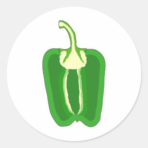 Green Bell Pepper. Halbiert. Runder Aufkleber
