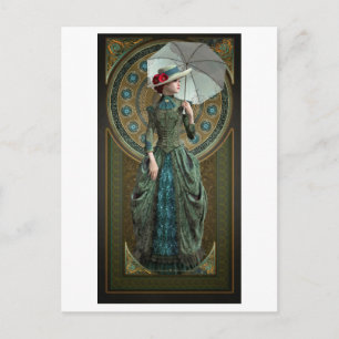 Green Belle Epoque Gown Postkarte